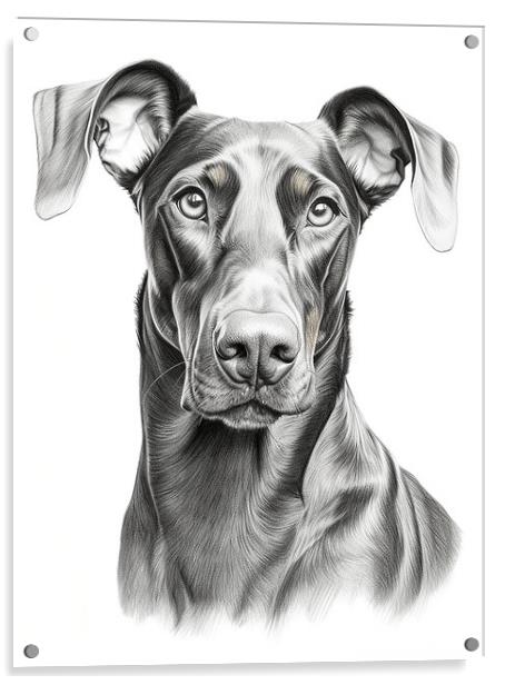 Doberman Pinscher Pencil Drawing Acrylic by K9 Art