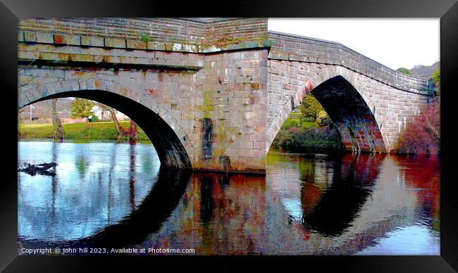 Bridge reflections, Froggatt, Derbyshire, UK. Framed Print by john hill