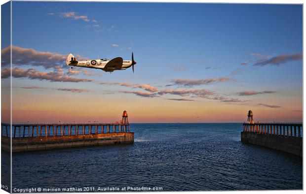 spitfire at whitby Canvas Print by meirion matthias