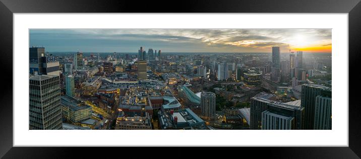 Dusk over Manchester Framed Mounted Print by Apollo Aerial Photography