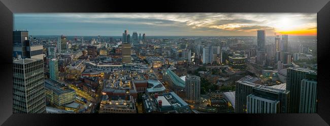 Dusk over Manchester Framed Print by Apollo Aerial Photography