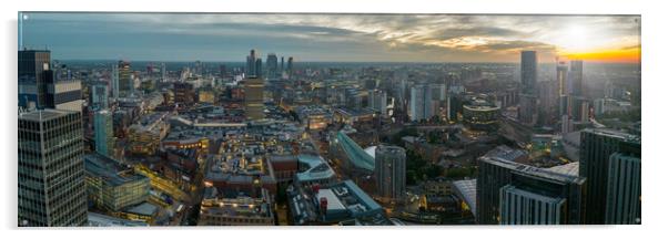 Dusk over Manchester Acrylic by Apollo Aerial Photography