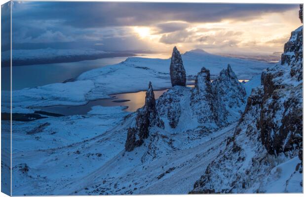 Old man of Storr in winter on the isle of skye, scotland Canvas Print by MIKE HUTTON
