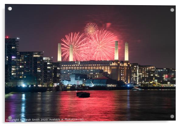 Battersea Park Fireworks  Acrylic by Sarah Smith