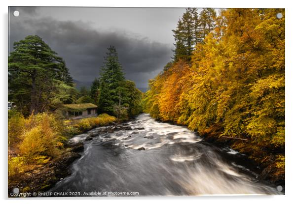 Autumn Falls of Dochart 955 Acrylic by PHILIP CHALK