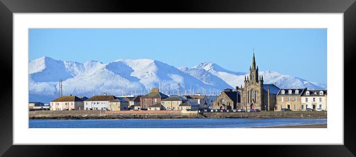 Ardrossan shorefront and Arran`s mountains Framed Mounted Print by Allan Durward Photography