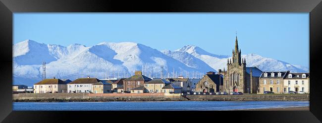 Ardrossan shorefront and Arran`s mountains Framed Print by Allan Durward Photography