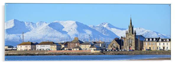 Ardrossan shorefront and Arran`s mountains Acrylic by Allan Durward Photography