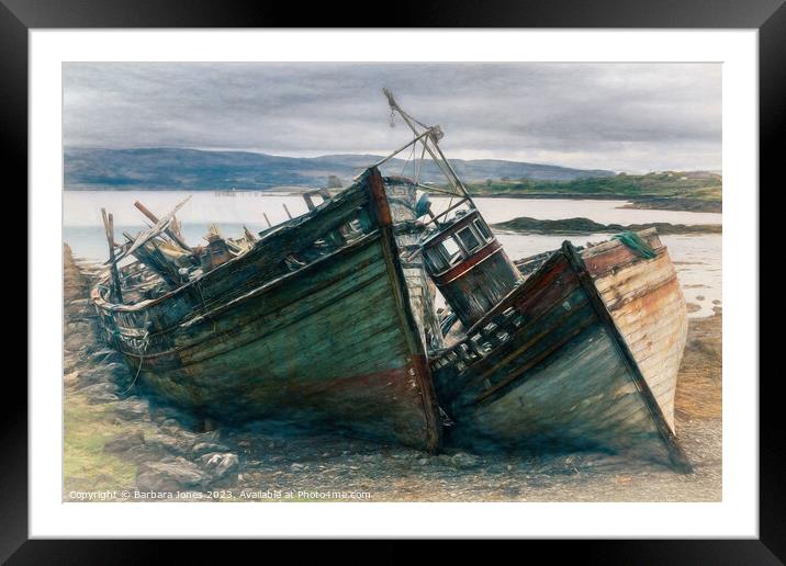 Isle of Mull Scotland Salen Boat Wrecks   Framed Mounted Print by Barbara Jones