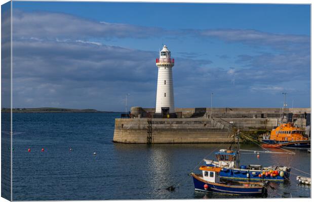 Donaghadee harbour and lighthouse Canvas Print by Thomas Schaeffer