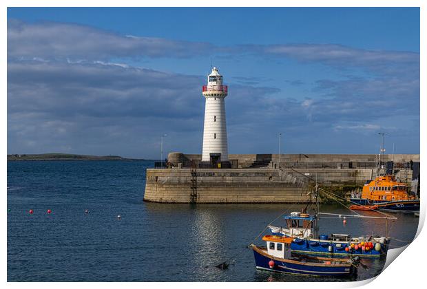 Donaghadee harbour and lighthouse Print by Thomas Schaeffer