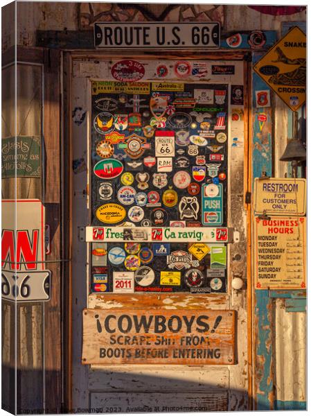 Gas Station Door Canvas Print by Dave Bowman