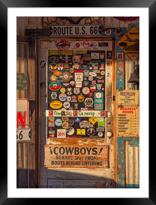Hackberry General Store Door Framed Mounted Print by Dave Bowman