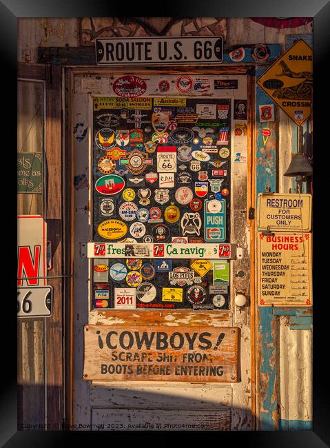 Gas Station Door Framed Print by Dave Bowman