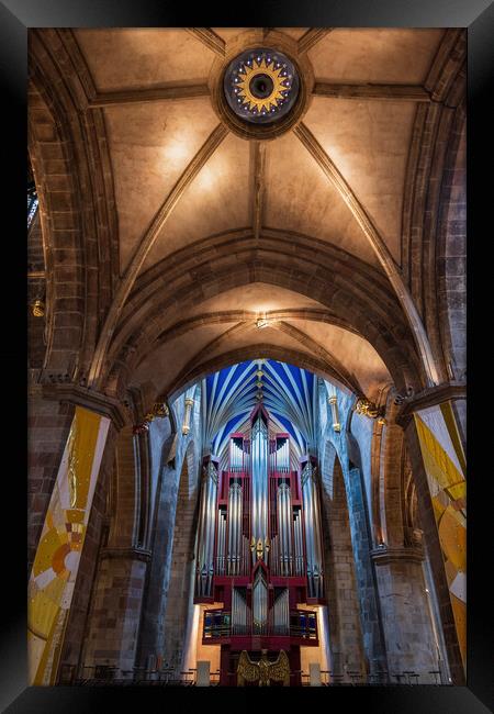 Pipe Organ and Rib Vault in St Giles Cathedral in Edinburgh Framed Print by Artur Bogacki