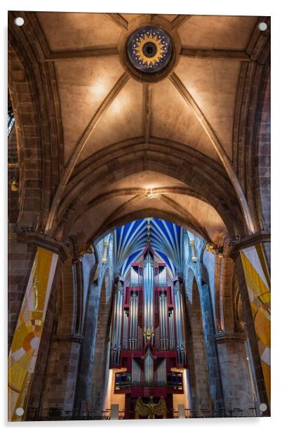 Pipe Organ and Rib Vault in St Giles Cathedral in Edinburgh Acrylic by Artur Bogacki