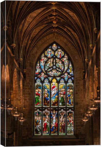 Crucifixion and Ascension of Jesus Stained Glass in St Giles Cat Canvas Print by Artur Bogacki