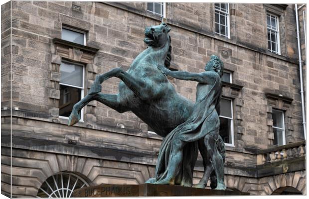 Alexander and Bucephalus Statue in Edinburgh Canvas Print by Artur Bogacki
