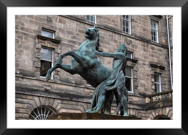 Alexander and Bucephalus Statue in Edinburgh Framed Mounted Print by Artur Bogacki