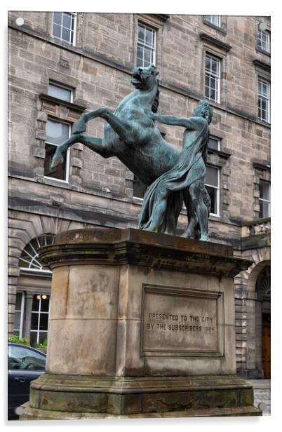 Alexander and Bucephalus in Edinburgh Acrylic by Artur Bogacki