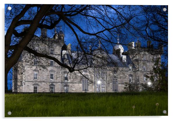 George Heriot School At Night In Edinburgh Acrylic by Artur Bogacki