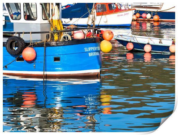 Harbour Reflections at Lyme Regis Print by Susie Peek