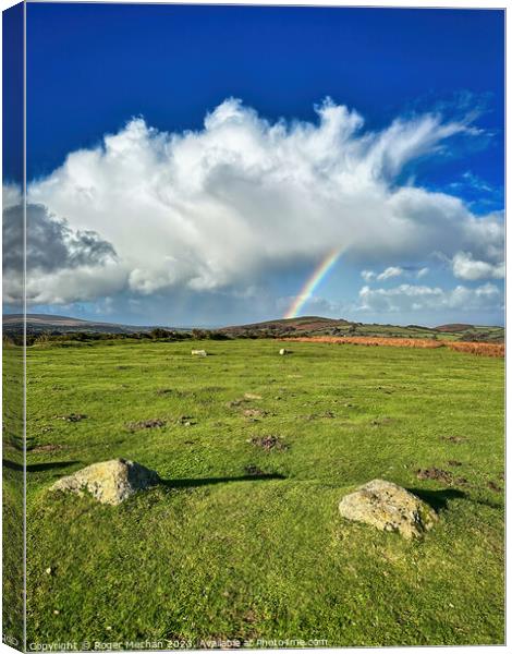 Dartmoor's rainbow sky Canvas Print by Roger Mechan