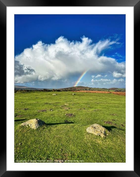 Dartmoor's rainbow sky Framed Mounted Print by Roger Mechan