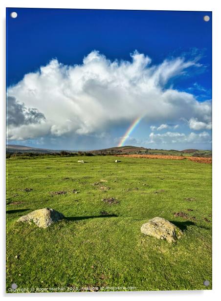 Dartmoor's rainbow sky Acrylic by Roger Mechan