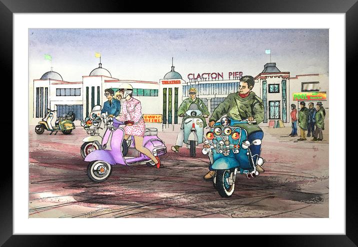 Clacton Mods Framed Mounted Print by John Lowerson