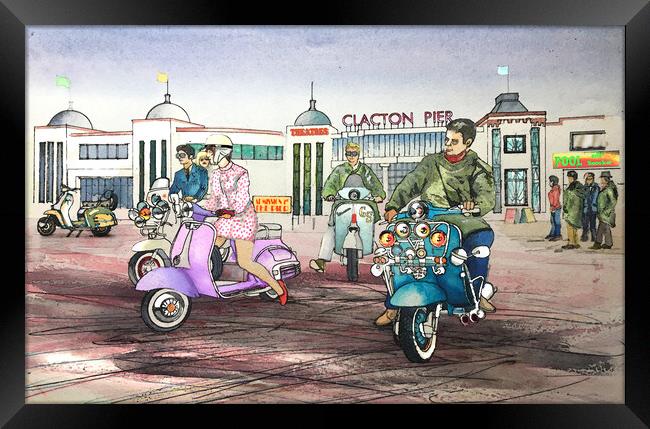 Clacton Mods Framed Print by John Lowerson