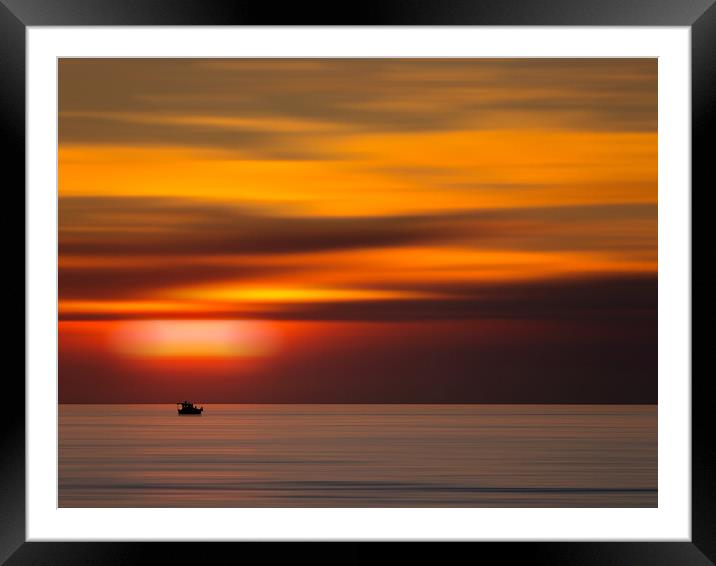 Boat on the horizon with sunrise (Horizon Dreams) Framed Mounted Print by Martyn Large