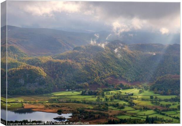 View over Derwent Water from Cat Bells Canvas Print by Nathalie Hales