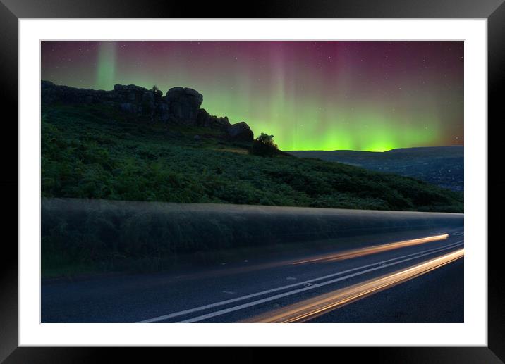 Ilkley Moor Cow and Calf Aurora Borealis Framed Mounted Print by Alison Chambers