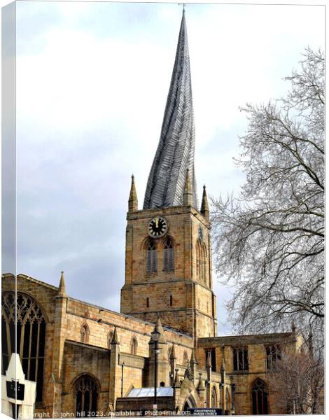 The Crooked Spire, Chesterfield. Canvas Print by john hill