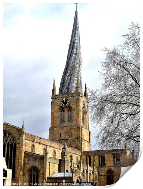 The Crooked Spire, Chesterfield. Print by john hill