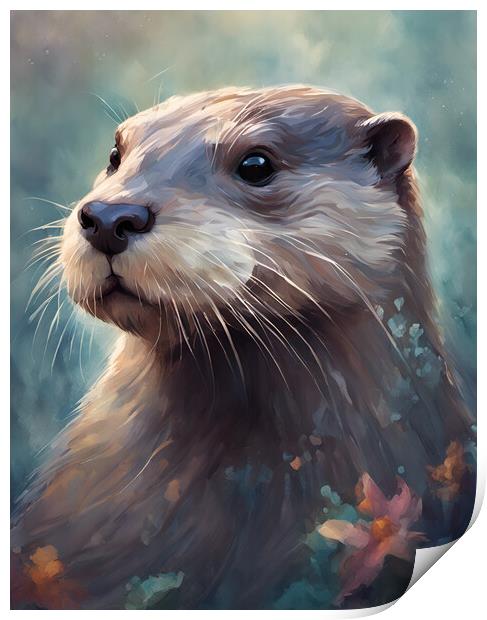 Sea Otter Portrait Print by Picture Wizard