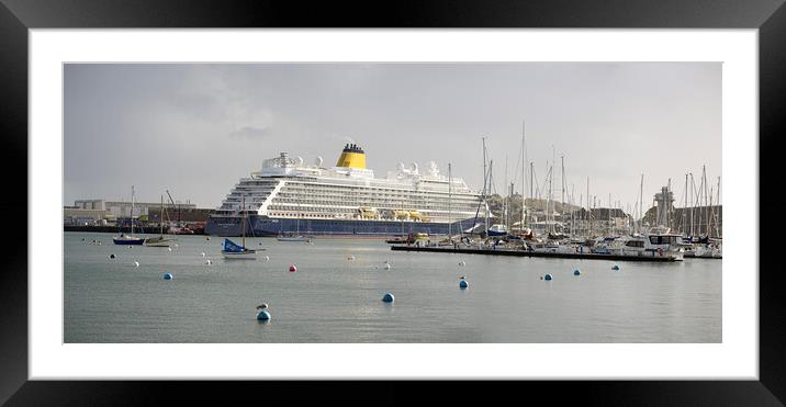 falmouth,Saga Cruises cruise ship Spirit of Advent Framed Mounted Print by kathy white