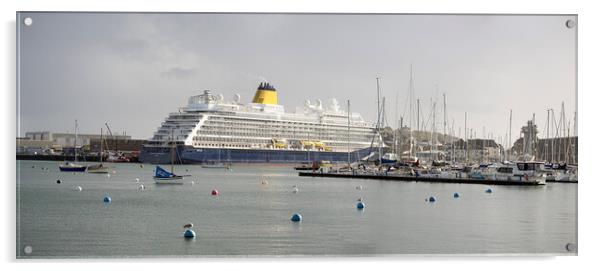 falmouth,Saga Cruises cruise ship Spirit of Advent Acrylic by kathy white