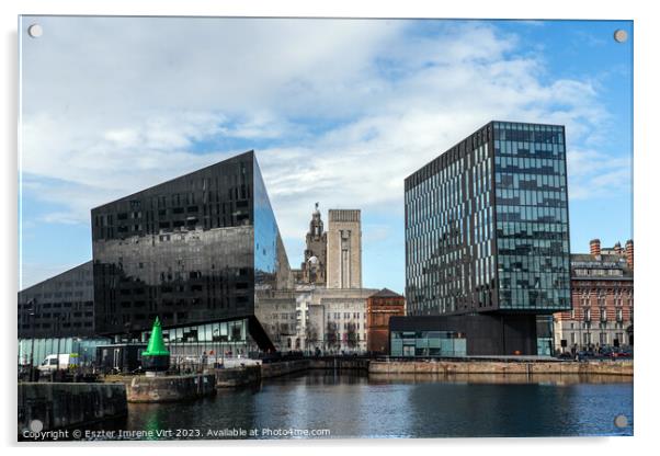 Modern and old architecture in Liverpool Acrylic by Eszter Imrene Virt