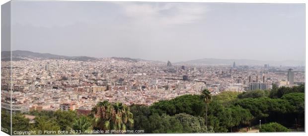 Barcelona view from Montjuic Mountain Canvas Print by Florin Bota