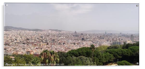 Barcelona view from Montjuic Mountain Acrylic by Florin Bota