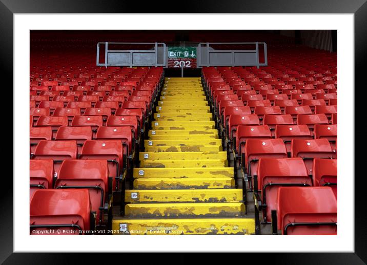 Rows of seats in Anfield Stadium Framed Mounted Print by Eszter Imrene Virt