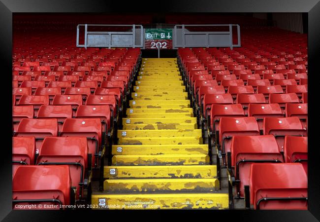 Rows of seats in Anfield Stadium Framed Print by Eszter Imrene Virt