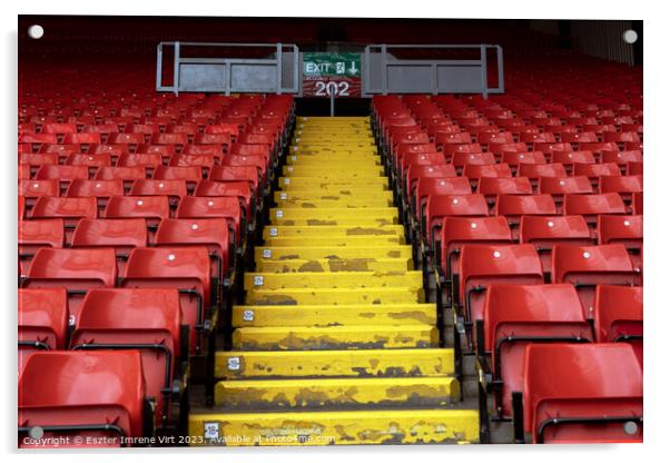 Rows of seats in Anfield Stadium Acrylic by Eszter Imrene Virt