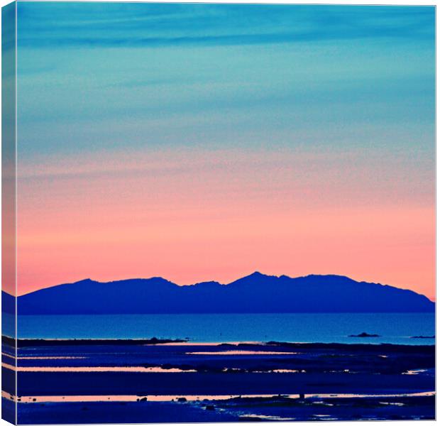 Arran mountains at sunset Canvas Print by Allan Durward Photography