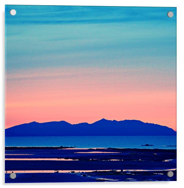 Arran mountains at sunset Acrylic by Allan Durward Photography