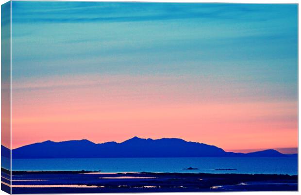 Scottish sunset over mountains of Arran Canvas Print by Allan Durward Photography