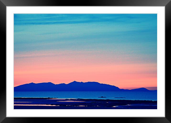 Scottish sunset over mountains of Arran Framed Mounted Print by Allan Durward Photography