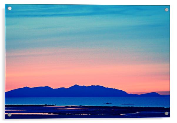 Scottish sunset over mountains of Arran Acrylic by Allan Durward Photography